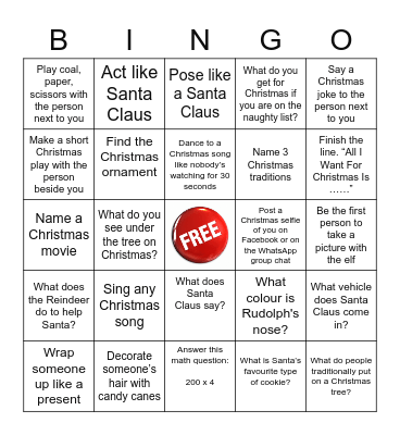 Cristmas Bingo Card