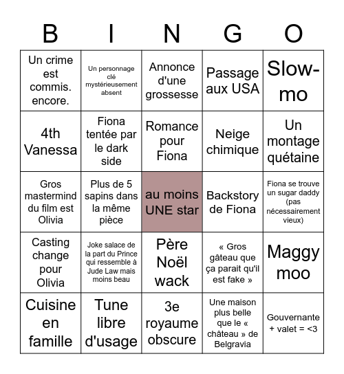 Romancing the Star Bingo Card