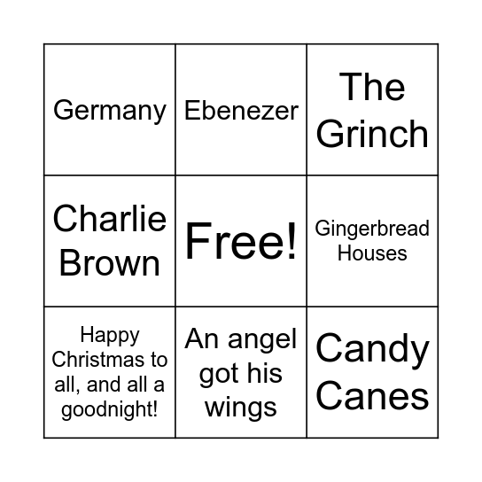 Christmas Bingo Card