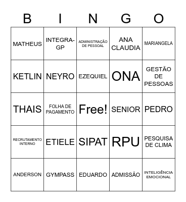 BINGO GPZÃO Bingo Card