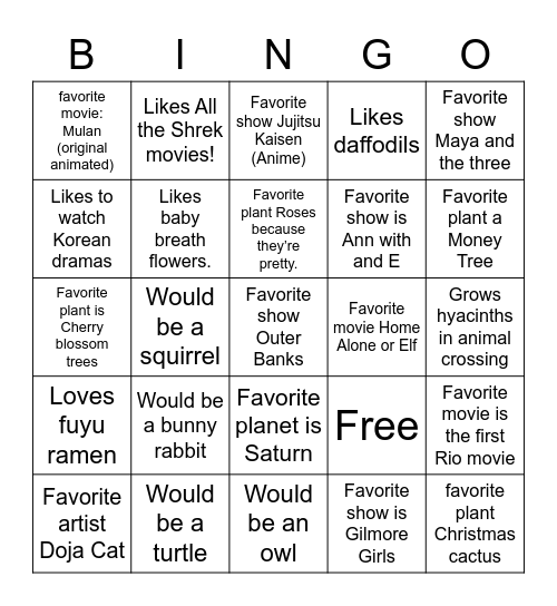 TYWLS SPROUTS Bingo! Bingo Card