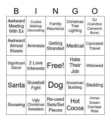 Hallmark Christmas Movie Bingo Card