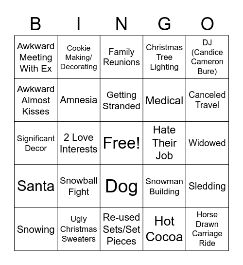 Hallmark Christmas Movie Bingo Card