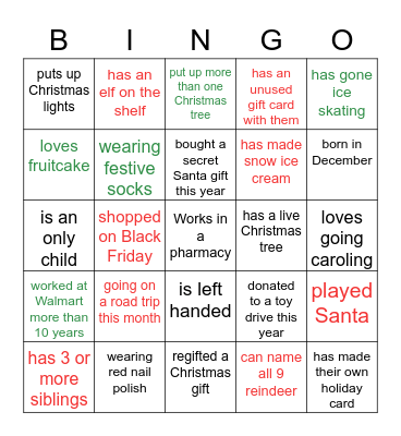 Market 52 Christmas Mingle Bingo Card