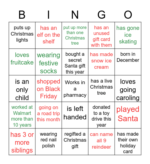 Market 52 Christmas Mingle Bingo Card