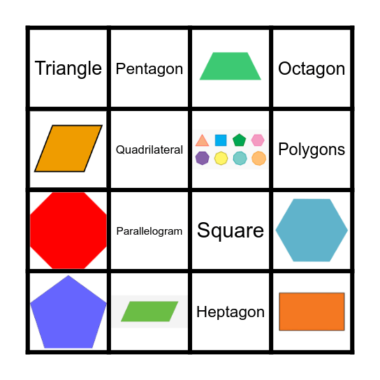 2D Shapes Bingo Card