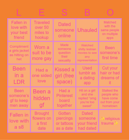 The pain of being a lesbian Bingo Card