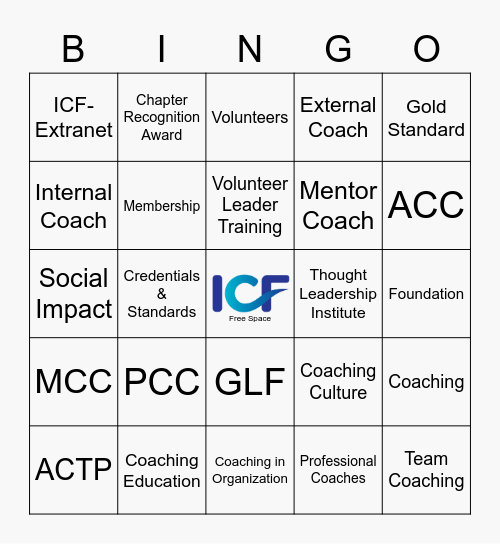 ICF Bingo Card