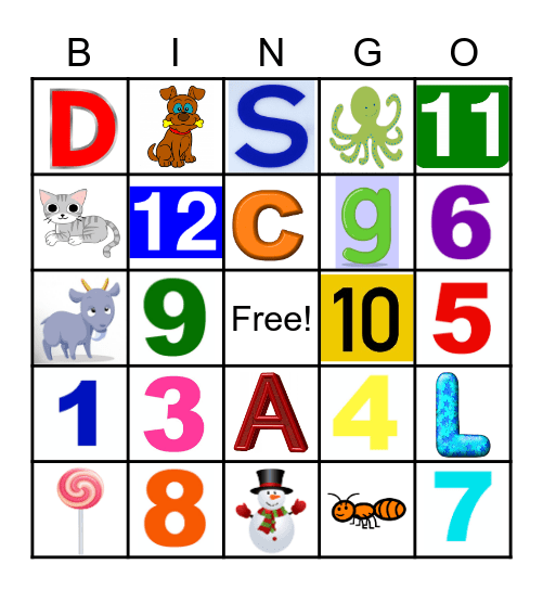 Letters and Numbers Bingo Card