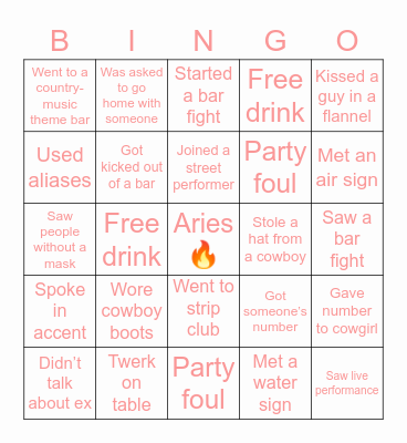 BING-HOE Bingo Card