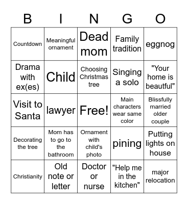 Hallmark Bingo Card