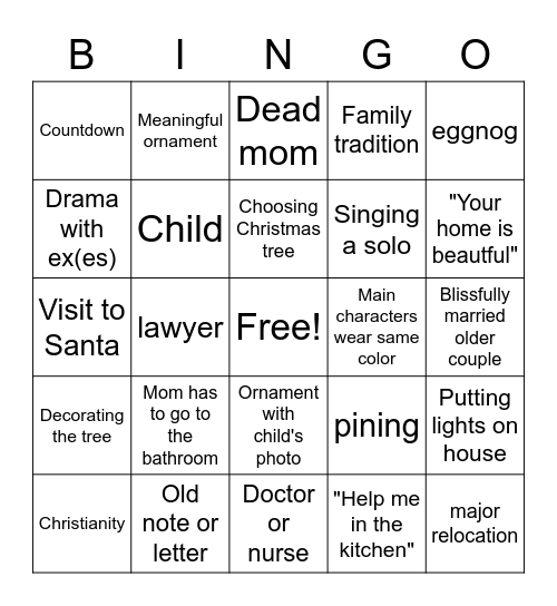 Hallmark Bingo Card