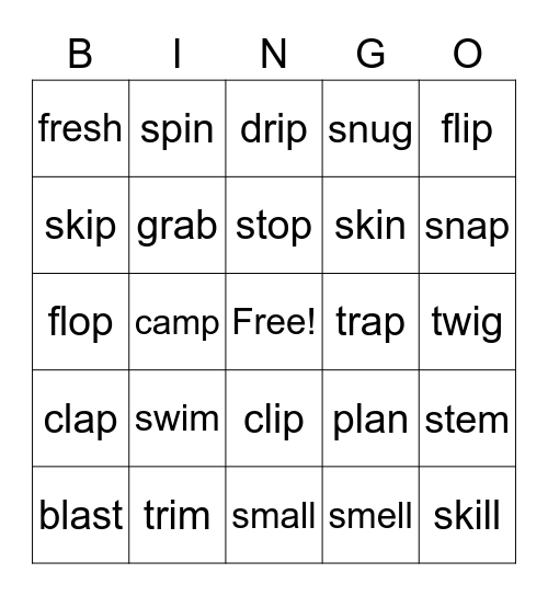 Blends Bingo Card