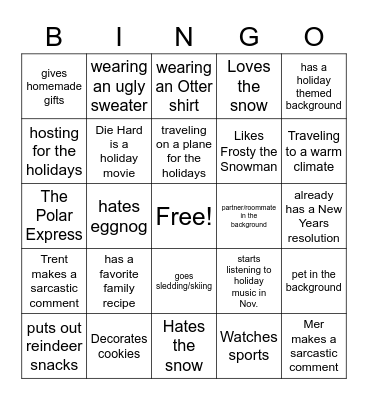 Holiday Bingo Card
