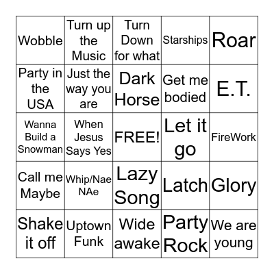 Musical Bingo  Bingo Card