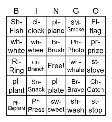 PHONICS BINGO Card