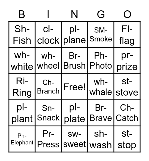 PHONICS BINGO Card