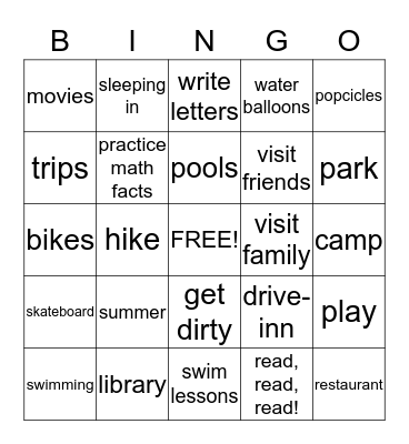 Mrs. B's Bingo Card