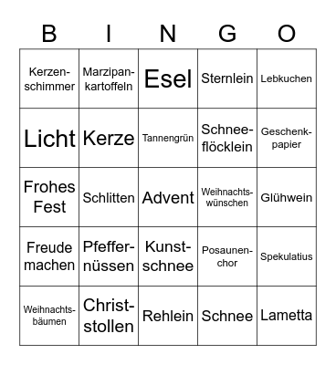 123 Weihnachtsbingo Card