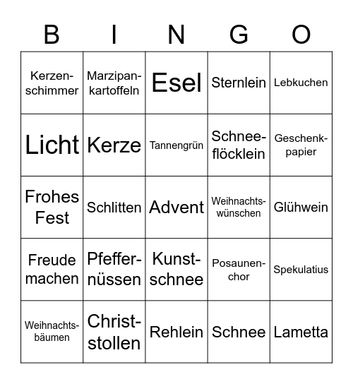 123 Weihnachtsbingo Card