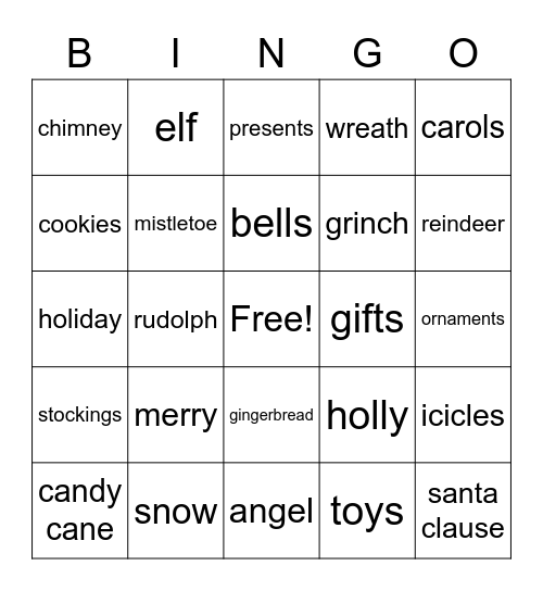 Christmas Bingo!!! Bingo Card