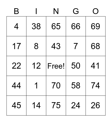 Red's Bingo Card Bingo Card