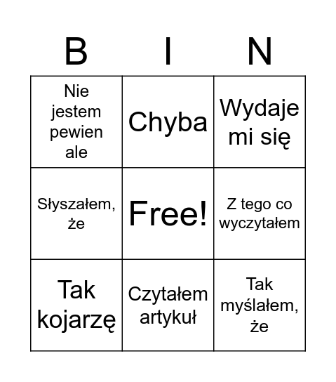 JJ bingo Card