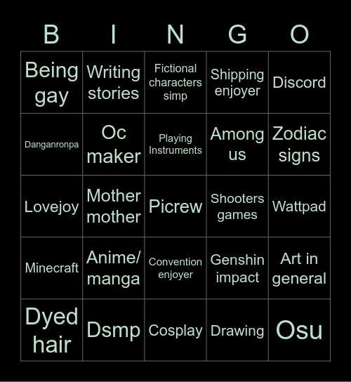 Alex smp Bingo Card