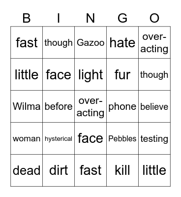 The Flintstones! Bingo Card