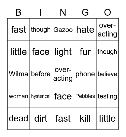 The Flintstones! Bingo Card