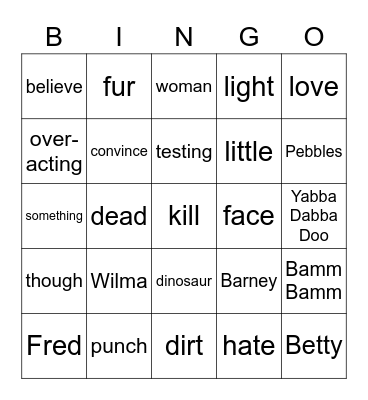 The Flintstones! Bingo Card