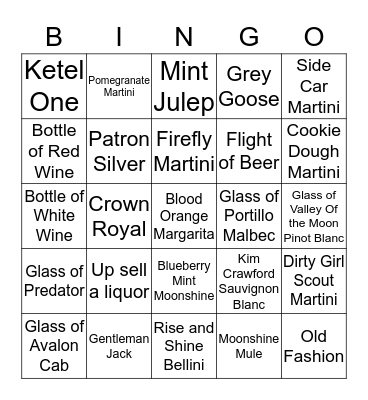 Drink, Drank, Drunk Relay  Bingo Card