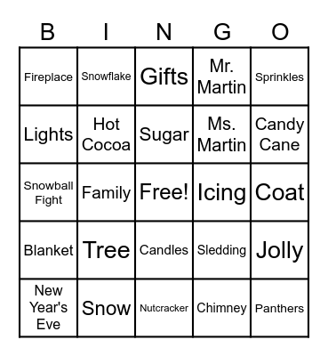 CAU Winter Bingo Card