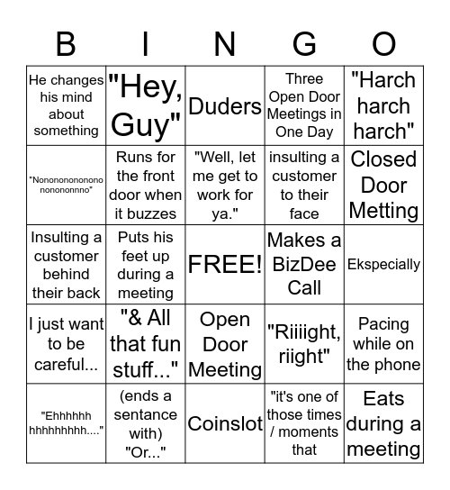 DINGO Bingo Card