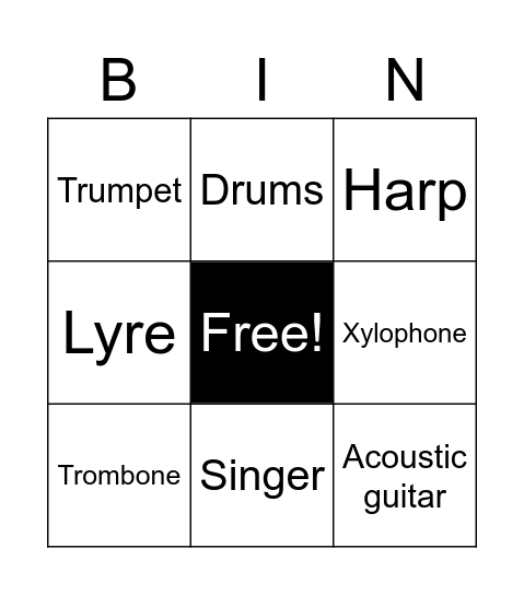 Musical Instruments Bingo Card