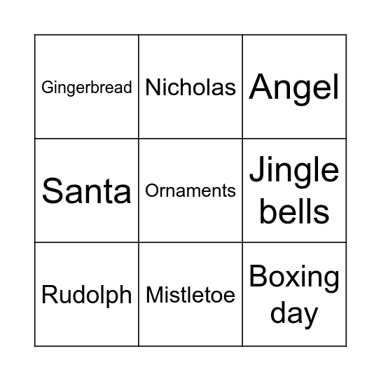 CHRISTMAS BINGO! Bingo Card