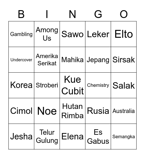 Ilsavane Bingo Card