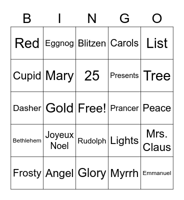 CHRISTMAS Bingo Card