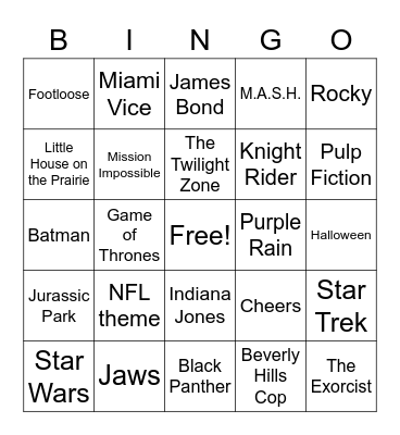 Movies & TV bingo Card