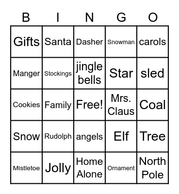 Christmas Bingo Card