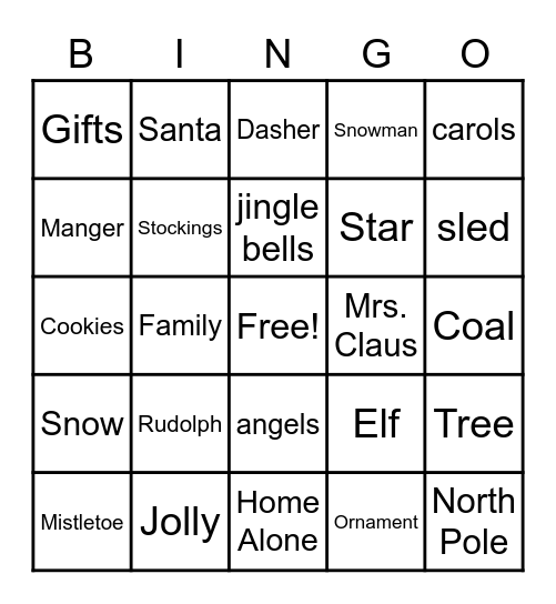 Christmas Bingo Card