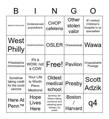 PEN15 Bingo Card