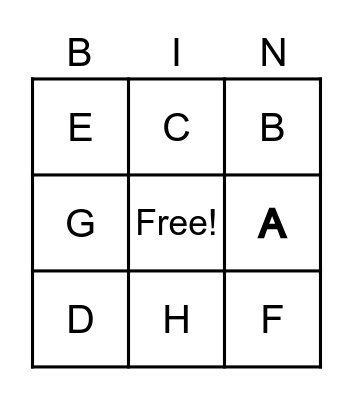 Alphabet Bingo Card