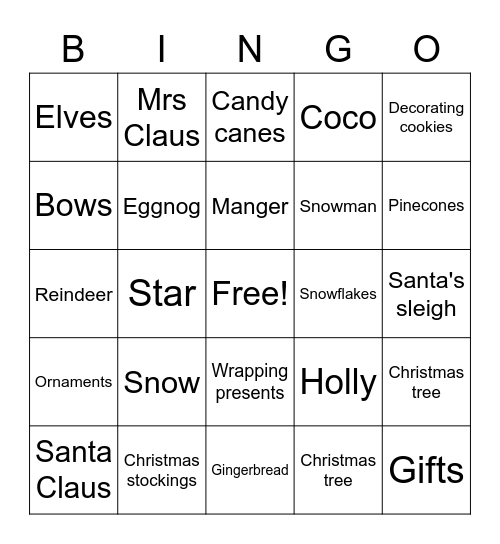 Christmas Bingo Card