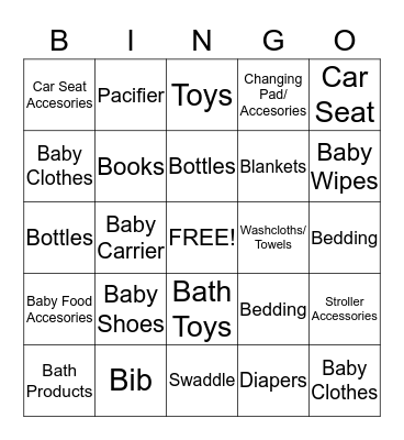 Monique's Baby Shower Bingo Card