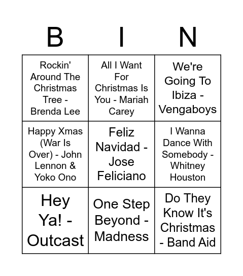CCO Christmas Party Bingo Card