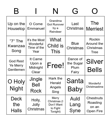 Holiday Bingo Card