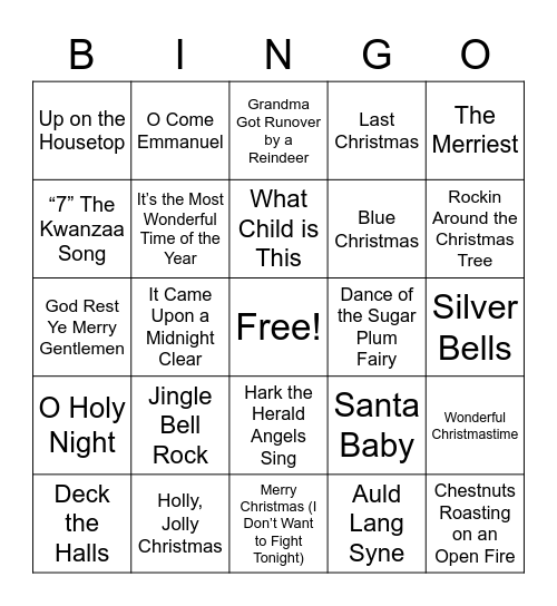 Holiday Bingo Card