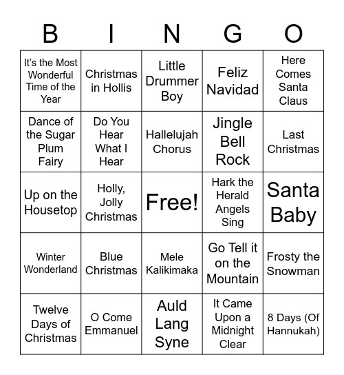 Holiday Bingo Card