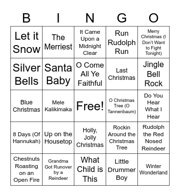 Holiday Bingo Card